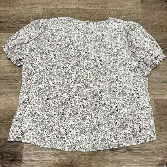 Lane Bryant Puff Sleeve Blouse Size 20 White Single Button Keyhole Closure Femme - Picture 5 of 11